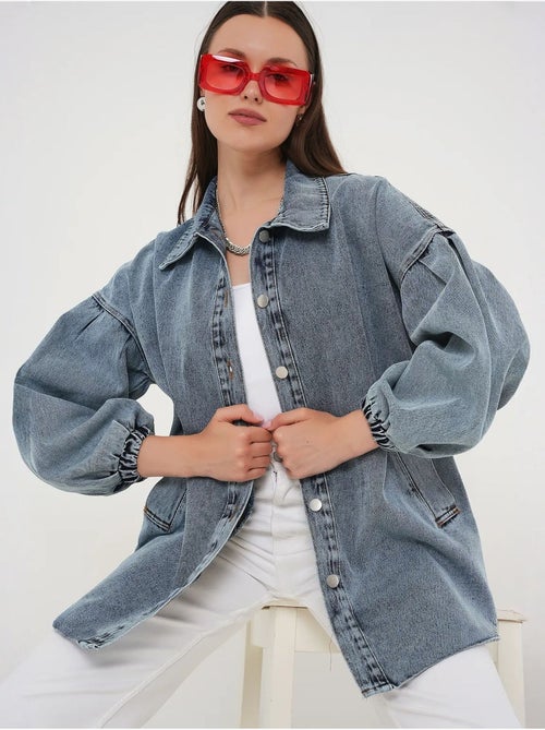 Chaqueta vaquera oversize con cuello camisero bdart - Kiabi