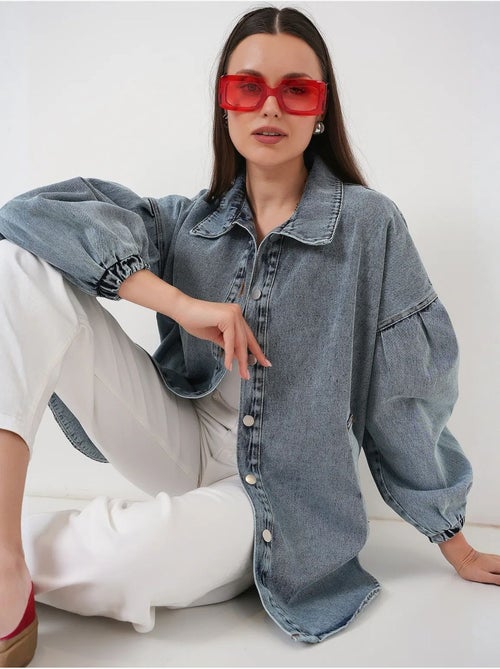 Chaqueta vaquera oversize con cuello camisero bdart - Kiabi
