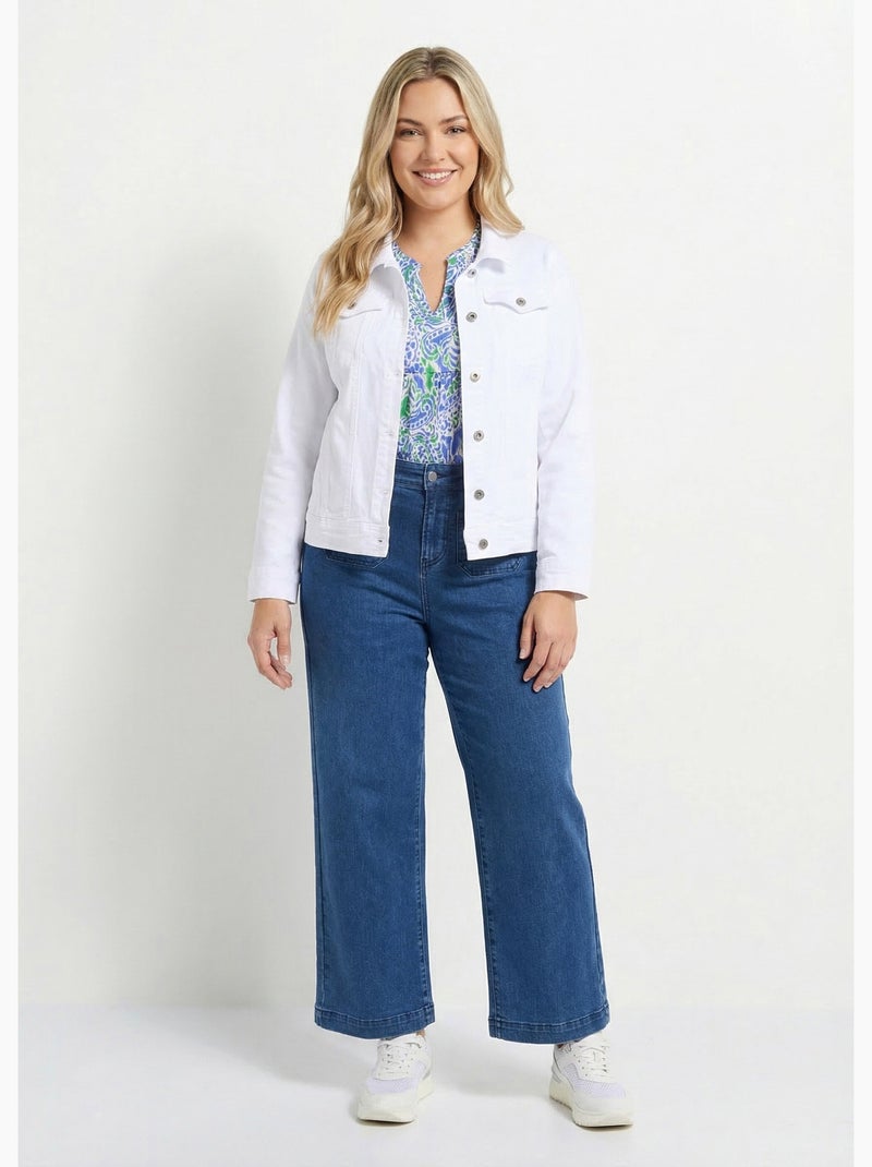 Chaqueta vaquera recta con botones - Afibel Blanco - Kiabi