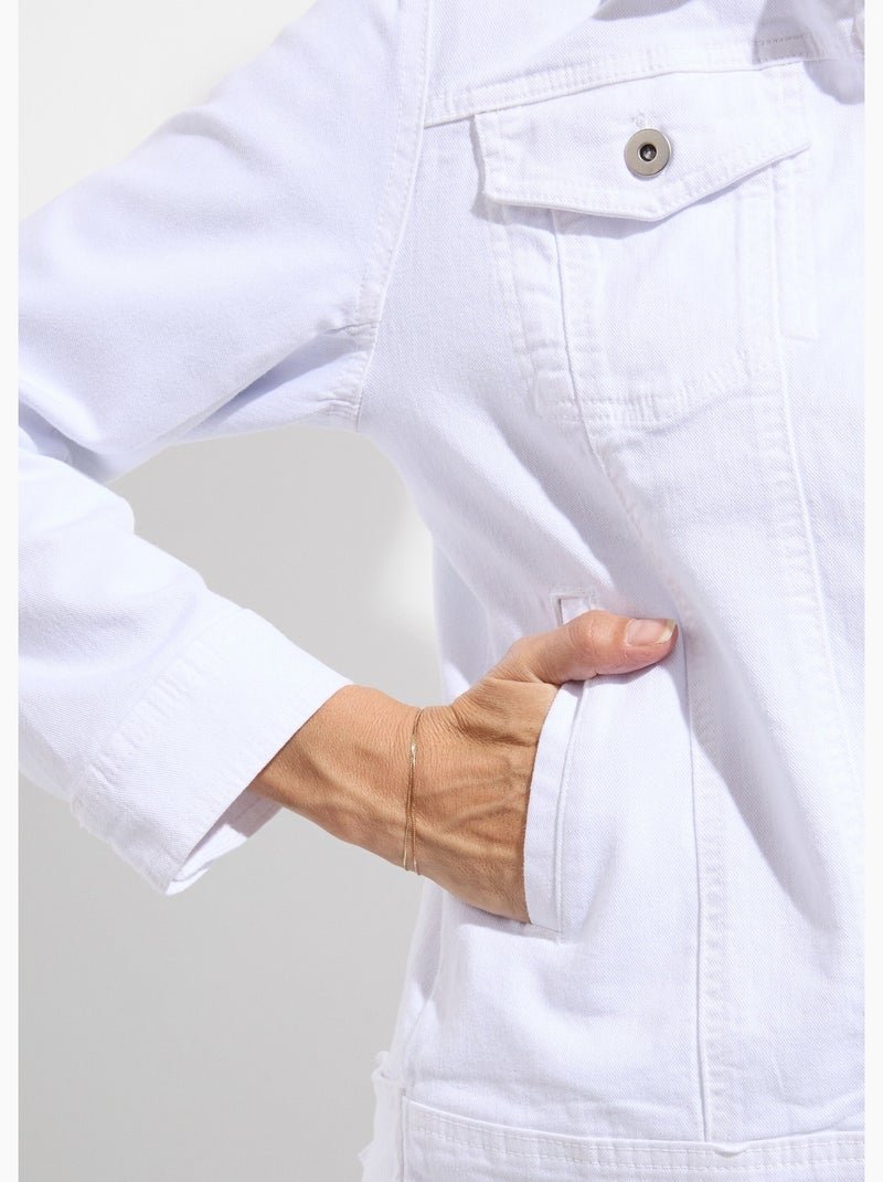 Chaqueta vaquera recta con botones - Afibel Blanco - Kiabi