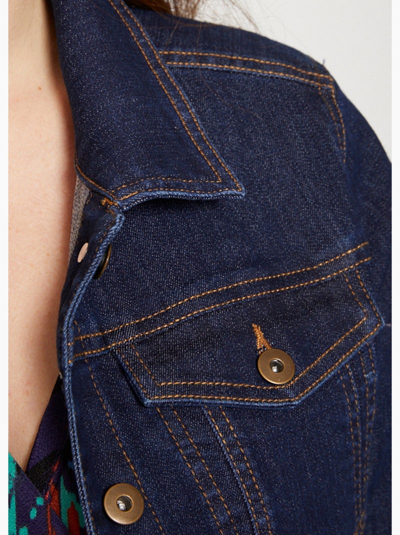 Chaqueta vaquera recta con botones - Afibel Índigo - Kiabi