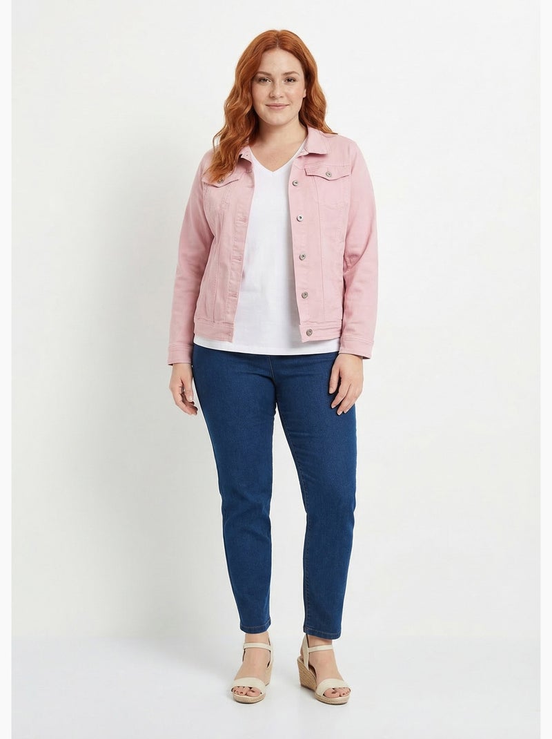 Chaqueta vaquera recta con botones - Afibel Rosa - Kiabi