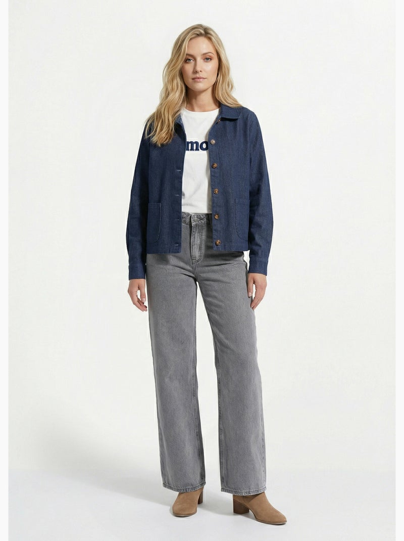 Chaqueta vaquera sin rematar, estilo ropa de trabajo - AFIBEL Azul - Kiabi