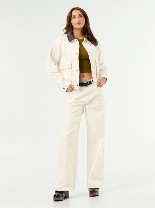 Chaqueta workwear de vaquero y cuello de terciopelo - Kiabi