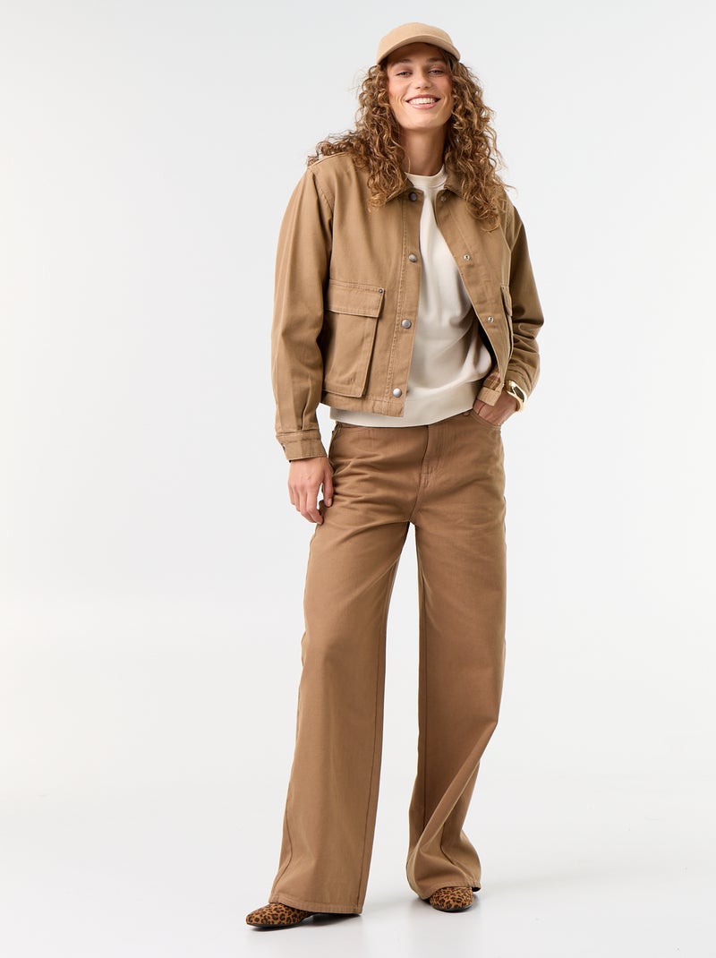 Chaqueta workwear de vaquero y cuello de terciopelo Marron - Kiabi