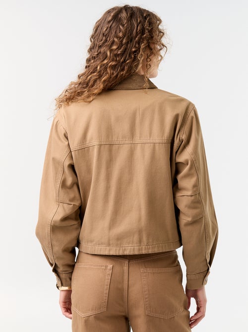 Chaqueta workwear de vaquero y cuello de terciopelo - Kiabi Chaqueta workwear de vaquero y cuello de terciopelo - Kiabi