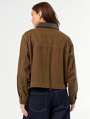 Chaqueta workwear de vaquero y cuello de terciopelo