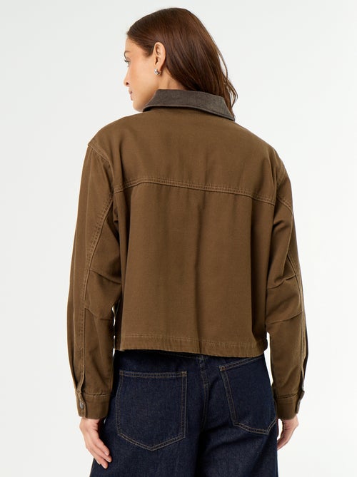 Chaqueta workwear de vaquero y cuello de terciopelo - Kiabi Chaqueta workwear de vaquero y cuello de terciopelo - Kiabi