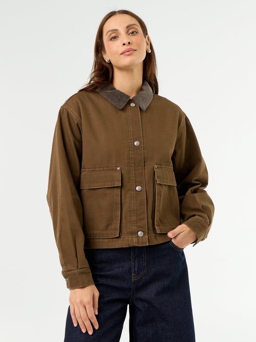 Chaqueta workwear de vaquero y cuello de terciopelo - Kiabi Chaqueta workwear de vaquero y cuello de terciopelo - Kiabi