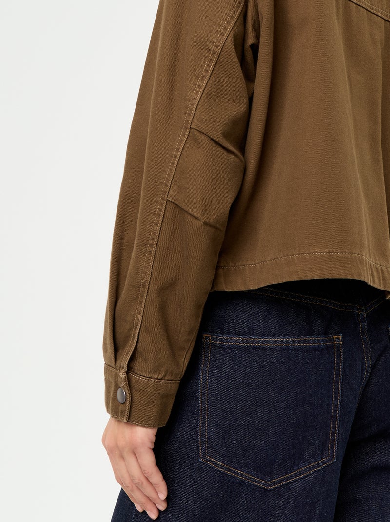 Chaqueta workwear de vaquero y cuello de terciopelo Marron - Kiabi