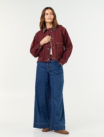 Chaqueta workwear de vaquero y cuello de terciopelo