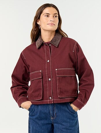 Chaqueta workwear de vaquero y cuello de terciopelo