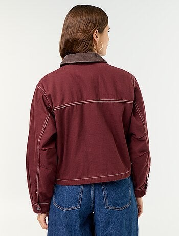 Chaqueta workwear de vaquero y cuello de terciopelo