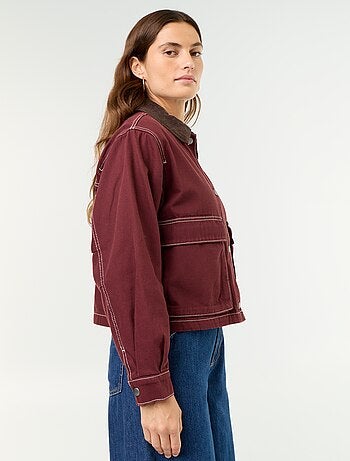 Chaqueta workwear de vaquero y cuello de terciopelo