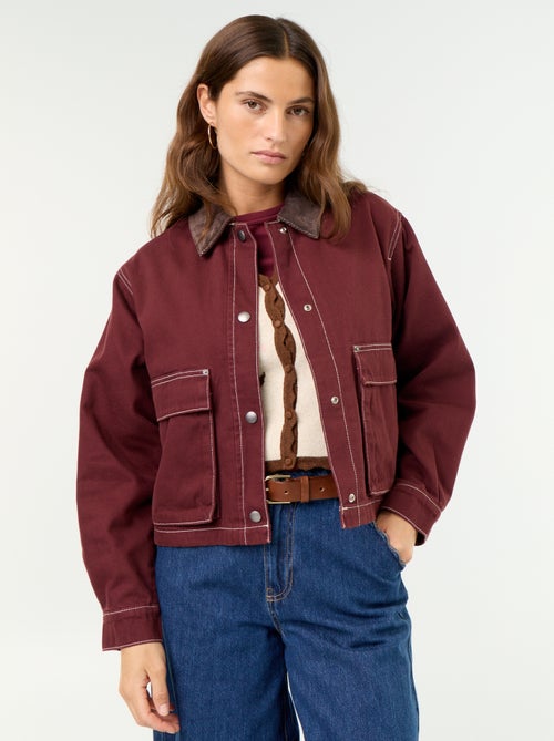 Chaqueta workwear de vaquero y cuello de terciopelo - Kiabi Chaqueta workwear de vaquero y cuello de terciopelo - Kiabi