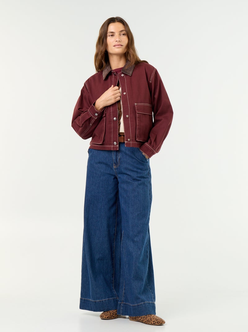 Chaqueta workwear de vaquero y cuello de terciopelo Rojo - Kiabi