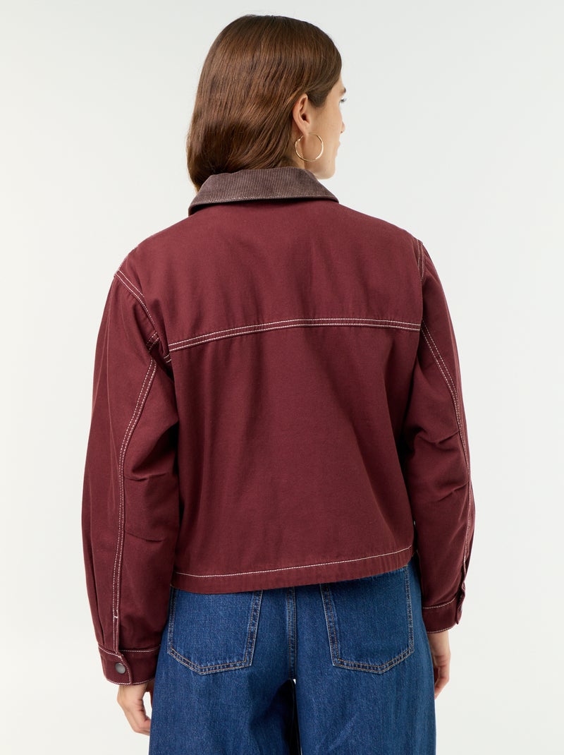 Chaqueta workwear de vaquero y cuello de terciopelo Rojo - Kiabi
