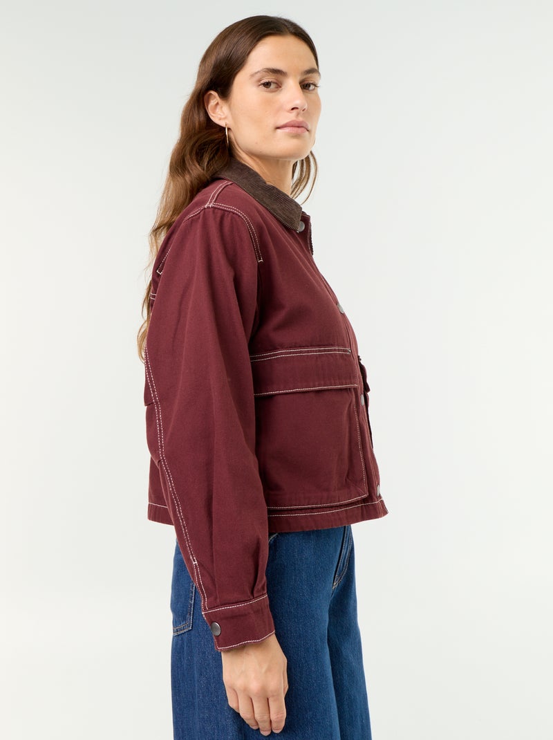 Chaqueta workwear de vaquero y cuello de terciopelo Rojo - Kiabi