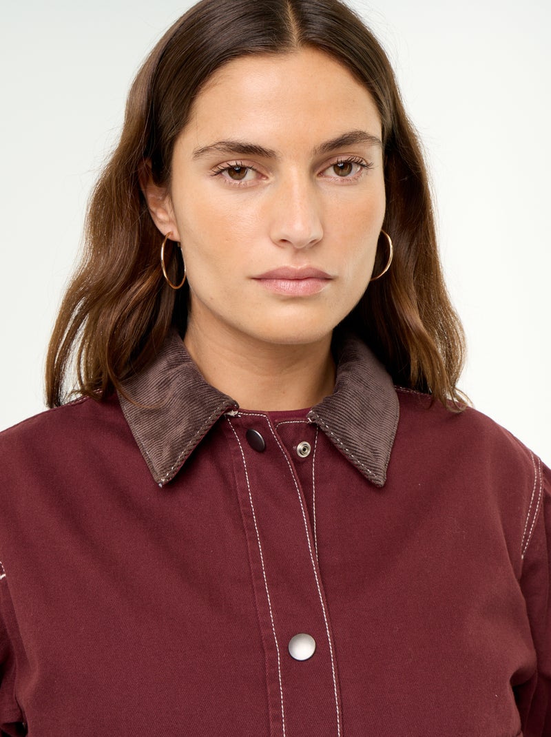 Chaqueta workwear de vaquero y cuello de terciopelo Rojo - Kiabi