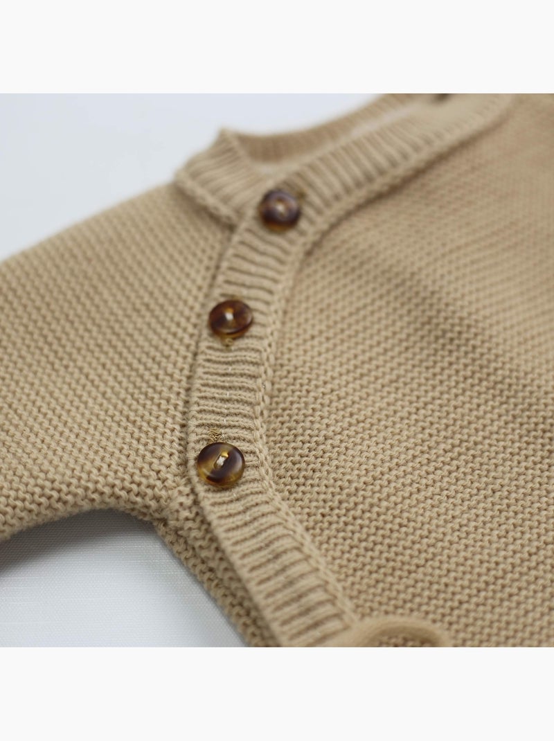 Chaquetita de nacimiento de punto Marrón capuchino - Kiabi