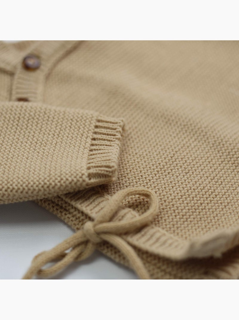 Chaquetita de nacimiento de punto Marrón capuchino - Kiabi