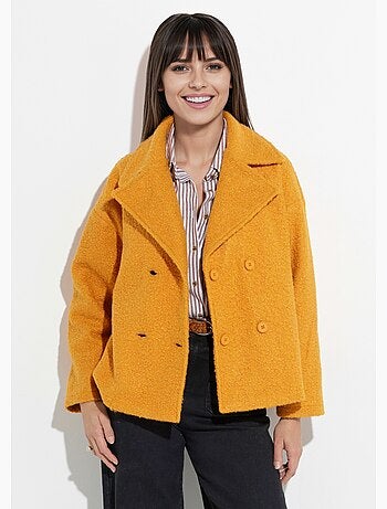 Chaquetón corto liso estilo bouclé - Afibel