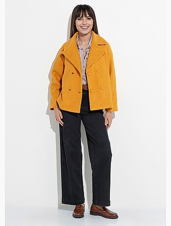 Chaquetón corto liso estilo bouclé - Afibel