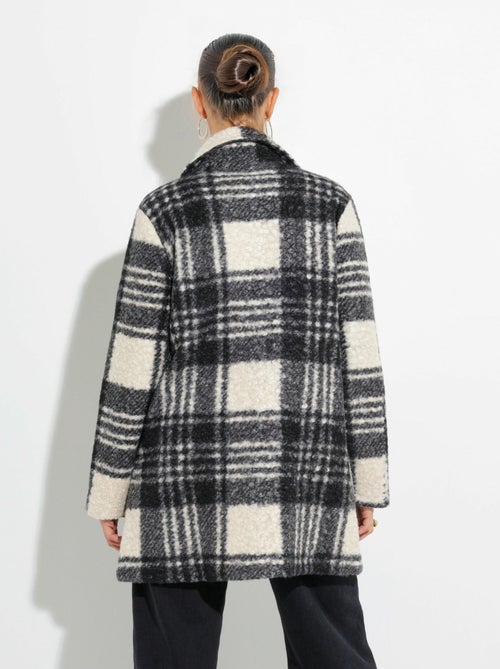 Chaquetón largo a cuadros estilo lana bouclé - Afibel - Kiabi