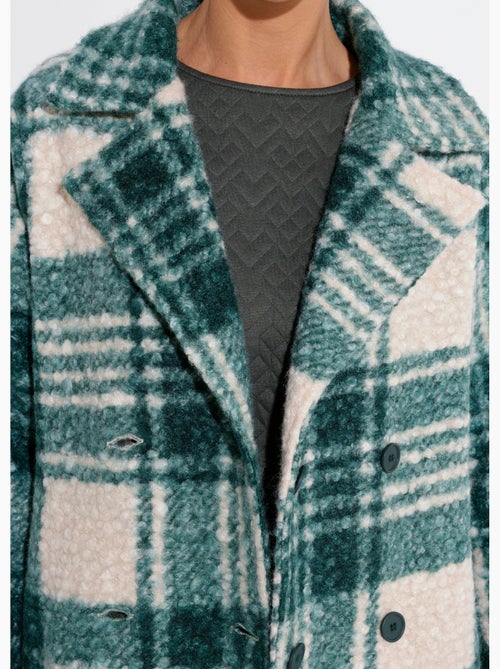 Chaquetón largo a cuadros estilo lana bouclé - Afibel - Kiabi