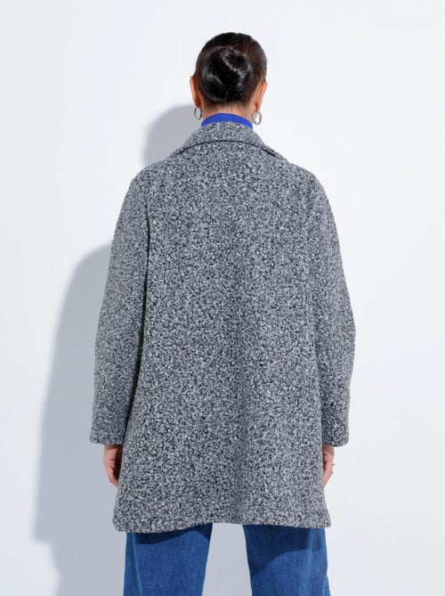 Chaquetón largo liso estilo lana bouclé - Afibel - Kiabi