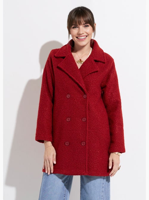 Chaquetón largo liso estilo lana bouclé - Afibel - Kiabi