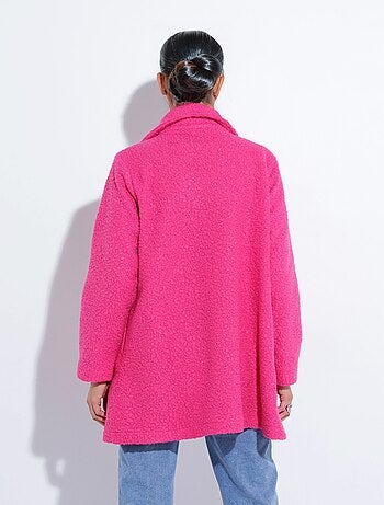 Chaquetón largo liso estilo lana bouclé - Afibel