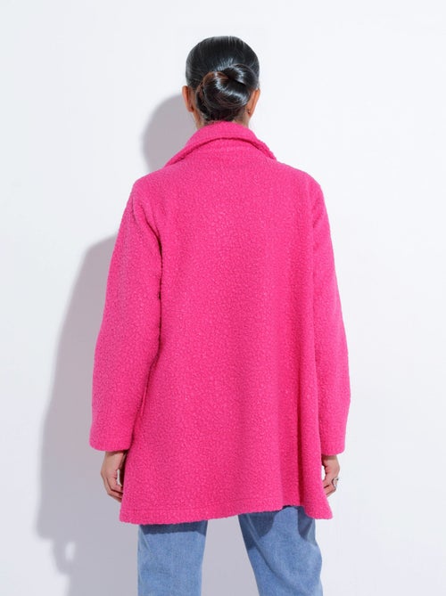 Chaquetón largo liso estilo lana bouclé - Afibel - Kiabi