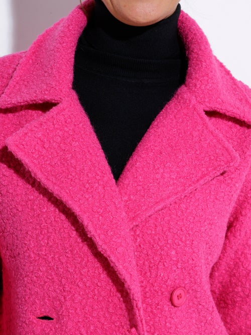 Chaquetón largo liso estilo lana bouclé - Afibel - Kiabi