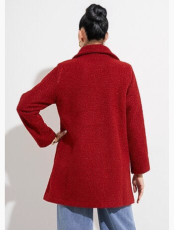 Chaquetón largo liso estilo lana bouclé