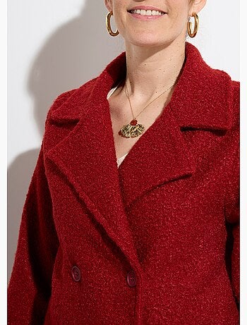 Chaquetón largo liso estilo lana bouclé