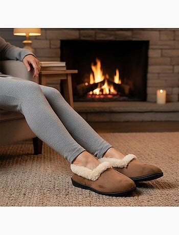 Charentaisas mujer invierno ozabi, fieltro liso, cuello pelo sintético, forradas