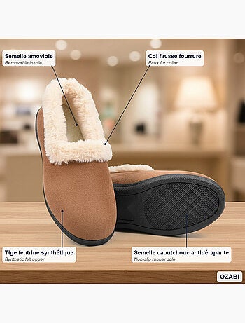Charentaisas mujer invierno ozabi, fieltro liso, cuello pelo sintético, forradas