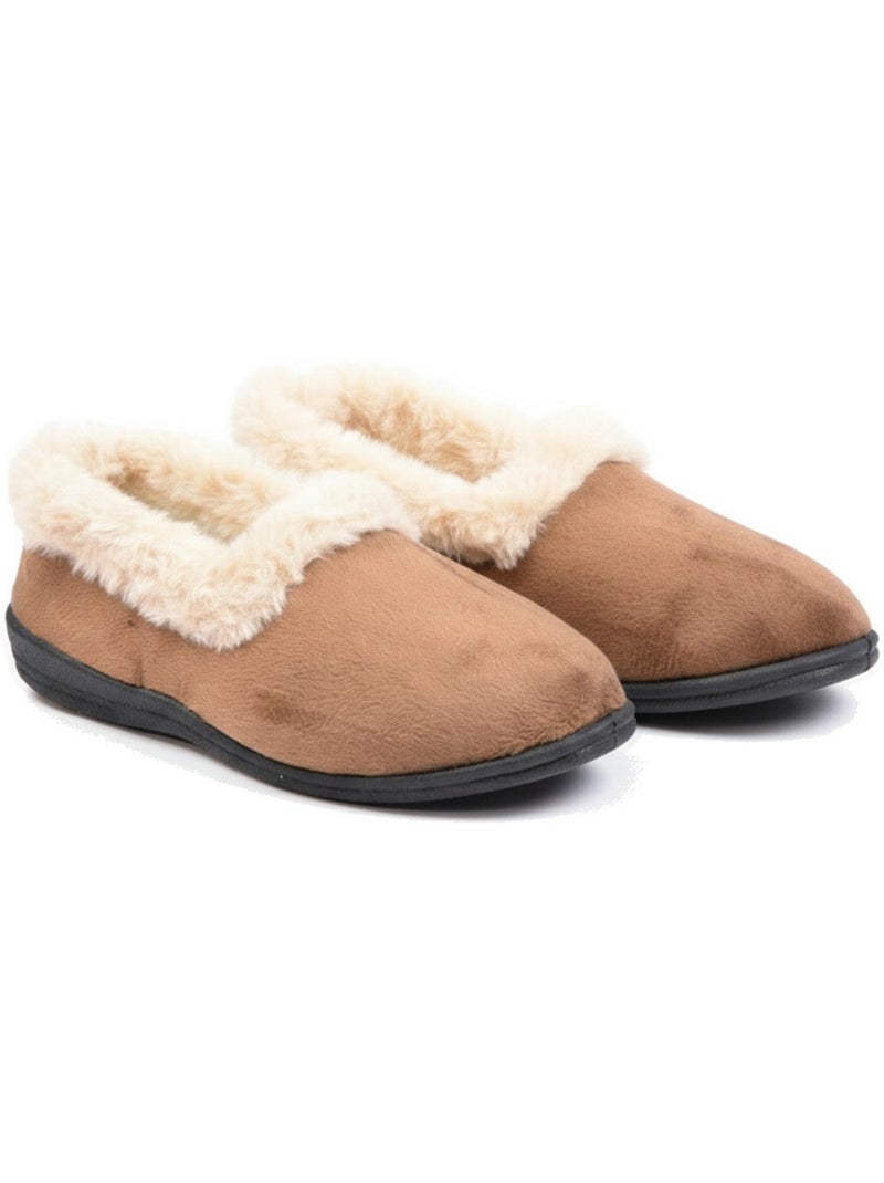 Charentaisas mujer invierno ozabi, fieltro liso, cuello pelo sintético, forradas Marrón - Kiabi