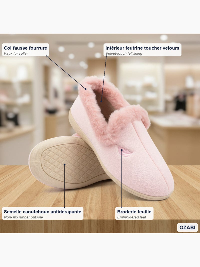 Charentaisas mujer ozabi bordadas cuello pelo sintético Rosa - Kiabi
