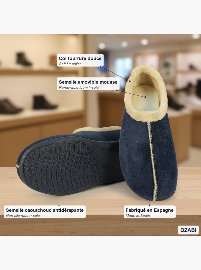 Charentaisas mujer ozabi cuello piel suela extraíble fabricadas españa Azul marino - Kiabi