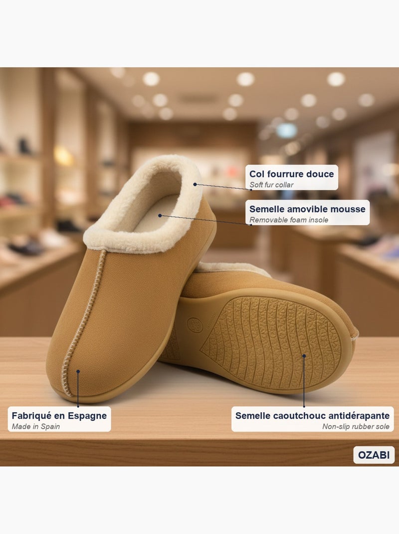 Charentaisas mujer ozabi cuello piel suela extraíble fabricadas españa Camel - Kiabi