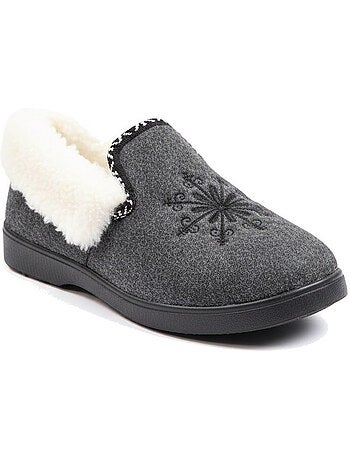 Charentaisas mujer ozabi invierno, bordado copo de nieve, cuello peluche, suela extraíble