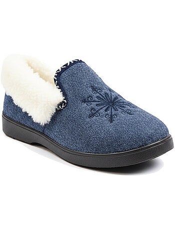Charentaisas mujer ozabi invierno, bordado copo de nieve, cuello peluche, suela extraíble