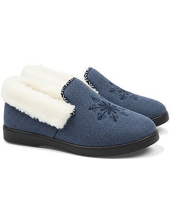 Charentaisas mujer ozabi invierno, bordado copo de nieve, cuello peluche, suela extraíble