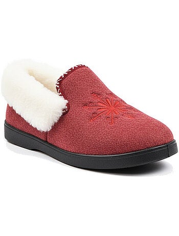 Charentaisas mujer ozabi invierno, bordado copo de nieve, cuello peluche, suela extraíble