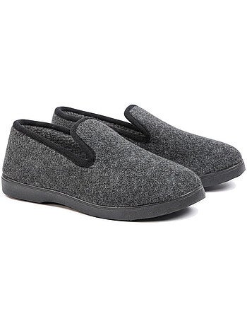 Charentaises mujer invierno ozabi, fieltro moteado, forradas, suela extraíble