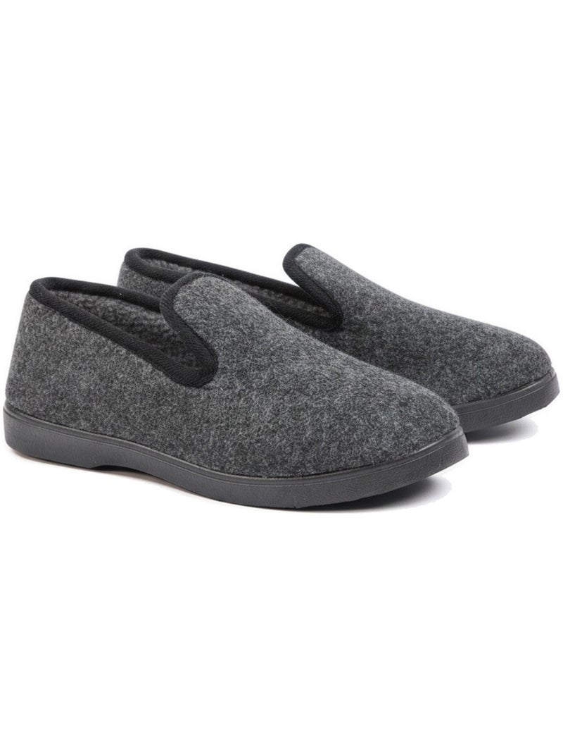 Charentaises mujer invierno ozabi, fieltro moteado, forradas, suela extraíble Azul antracita - Kiabi