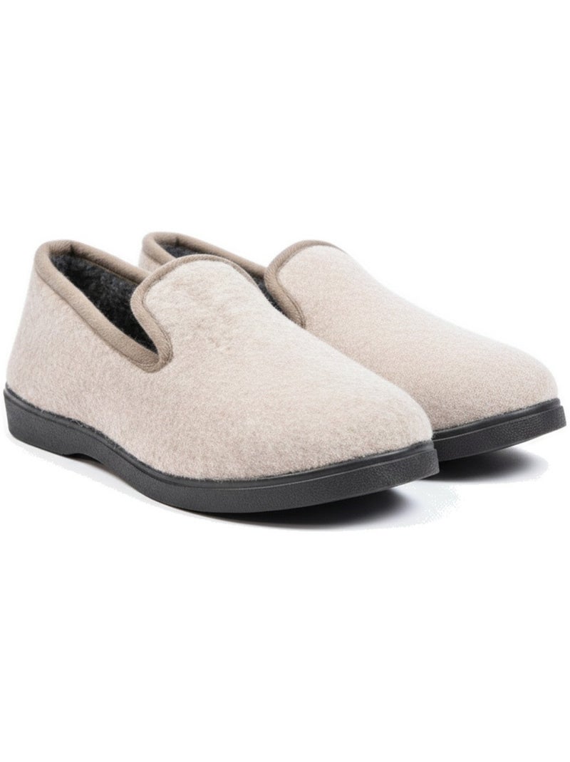 Charentaises mujer invierno ozabi, fieltro moteado, forradas, suela extraíble Beige - Kiabi
