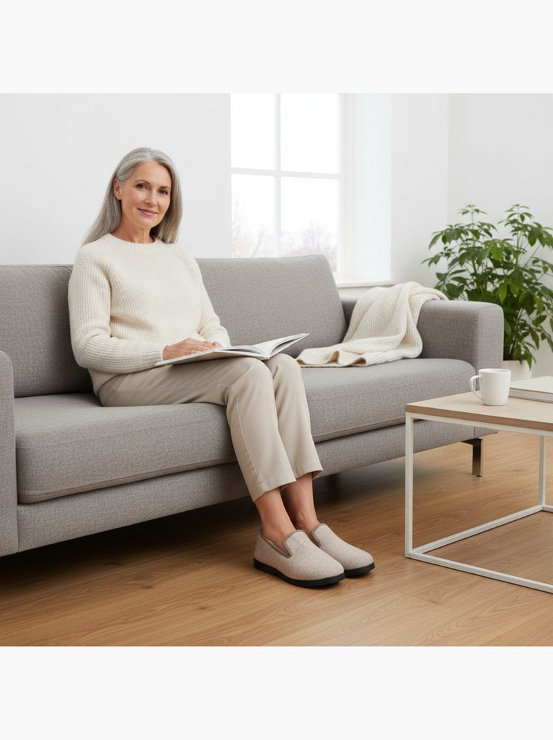 Charentaises mujer invierno ozabi, fieltro moteado, forradas, suela extraíble Beige - Kiabi